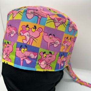 Pink Panther Scrub Hats. Vintage Cartoons, Unisex. New without tags. Handmade.